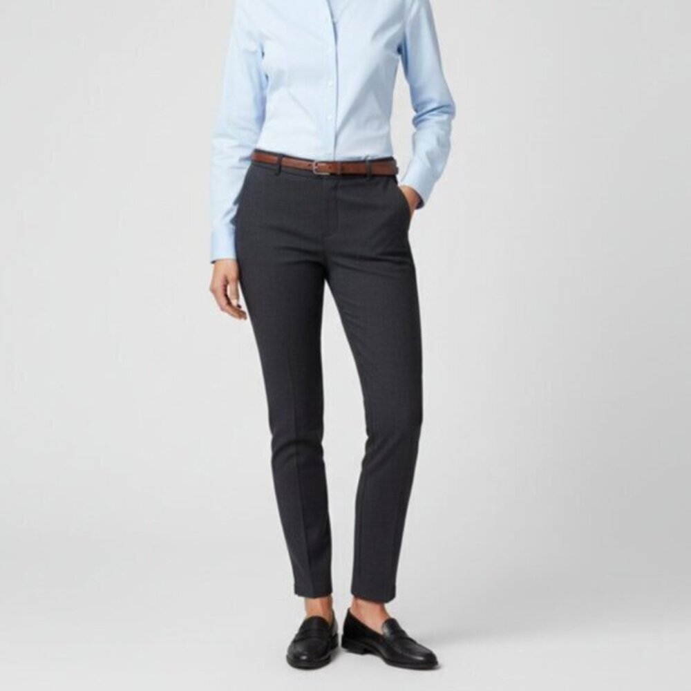 Aritzia Babaton Gabriel Pants Pleated Straight Slim Leg Trousers Navy Size 0